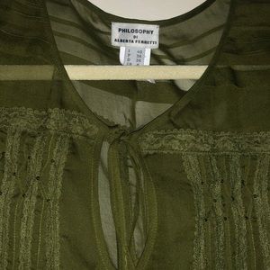 philosophy di alberta ferretti green lace blouse